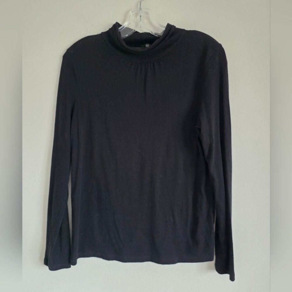 TALBOTS | Turtleneck Tee Shirt Ling Sleeve Black Sz L